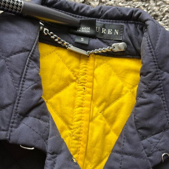 Ralph Lauren Black Label Jacket Womens Small Navy Blue Diamond Quilted Preppy - Picture 3 of 8